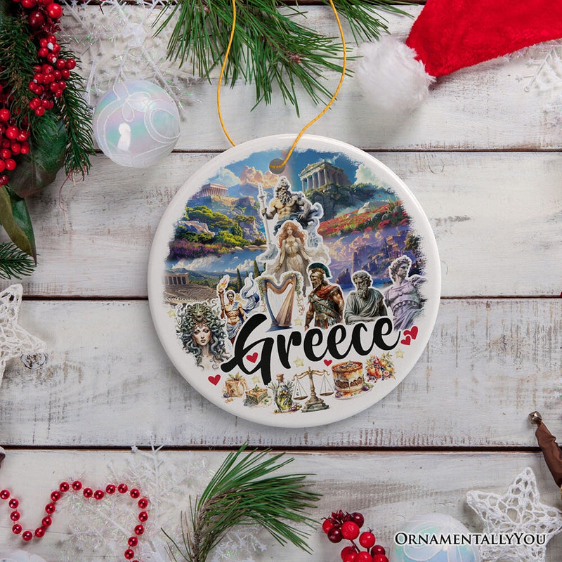 Greece Historical Landmarks and Cultural Ornament, Artistic Greek and Athens Handmade Christmas Gift and Travel Souvenir