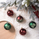 Majestic Winterly Nature Glittered Ornament Bauble Set, Red and Green Balls Bundle with Acorns, Snowflakes, and Spruce Tree Accents