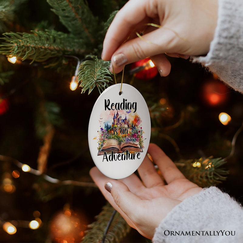 Reading is an Adventure Ornament, Book Lover of Fiction Christmas Gift