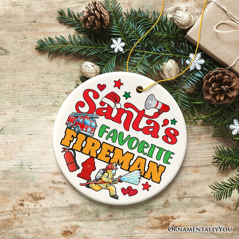 Santa's Favorite Firefighter Christmas Ornament, Funny Appreciation Gift