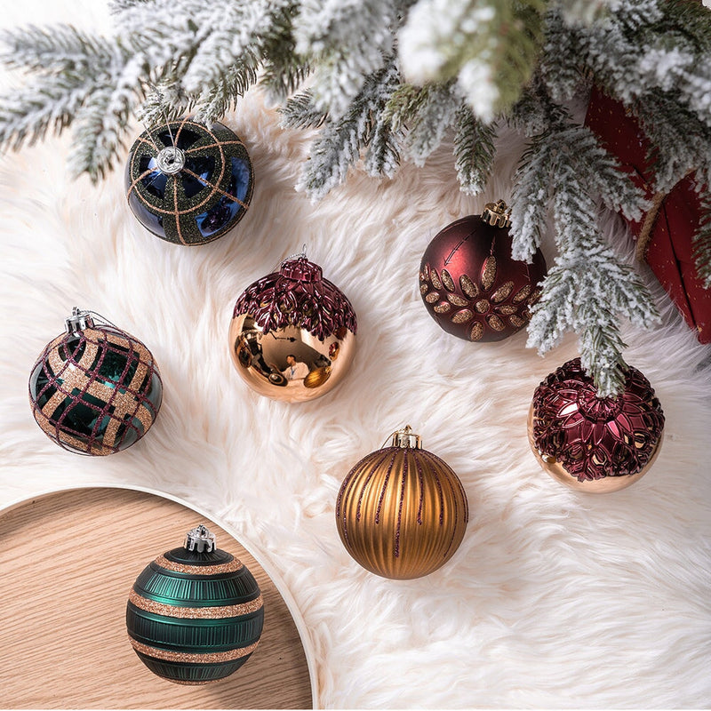 Touch of Gold Delightfully Glittered Ornament Bauble Set, Green, Blue, Bronze and Maroon 16 Piece Bundle