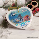 Unique Cancun Mexico Vacation Ornament, Tropical Mexican Ocean Keepsake Art and Decor