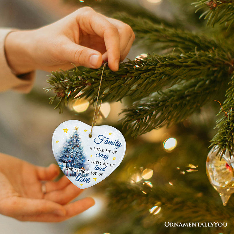 Amusing Family Quote Ornament, Charming Blue Christmas Appreciation Gift and Tree Decor