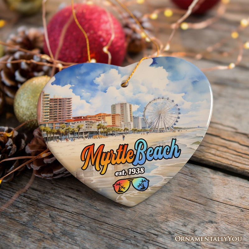 Classic Myrtle Beach Artistic Handcrafted Christmas Ornament, South Carolina Souvenir and Keepsake Decor