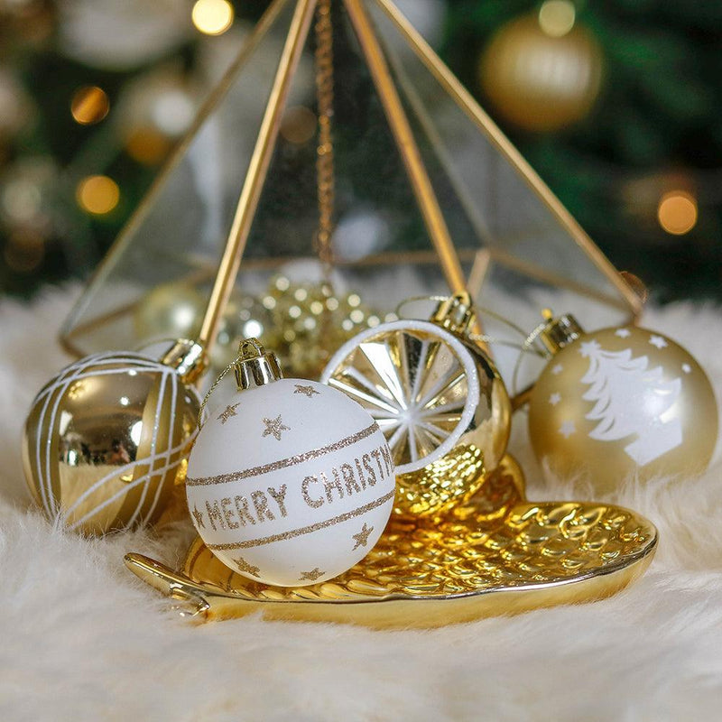 Elegant Gold and Glitter 9 Piece Christmas Ornament Set