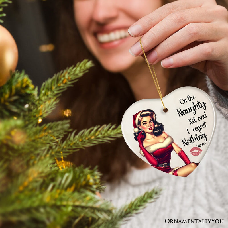 On the Naughty List and I Regret Nothing Funny Christmas Ornament, Dirty Joke Secret Santa Gift