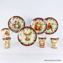 Holiday Cheer Set of 4 Plates with Real Gold Plaid Trim, Christmas Tableware Collection for Salad, Dessert, Appetizer, and Side Plates