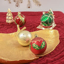 Refined Ornament Bauble Set, 24 Piece Red, Gold, and Green Glitter Christmas Bundle