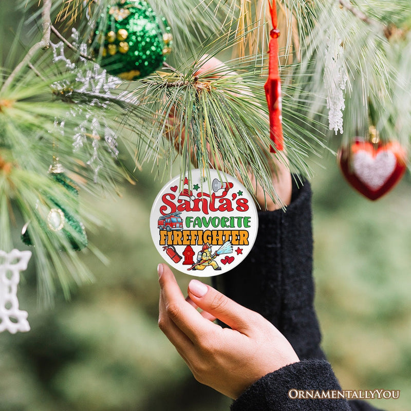 Santa's Favorite Firefighter Christmas Ornament, Funny Appreciation Gift