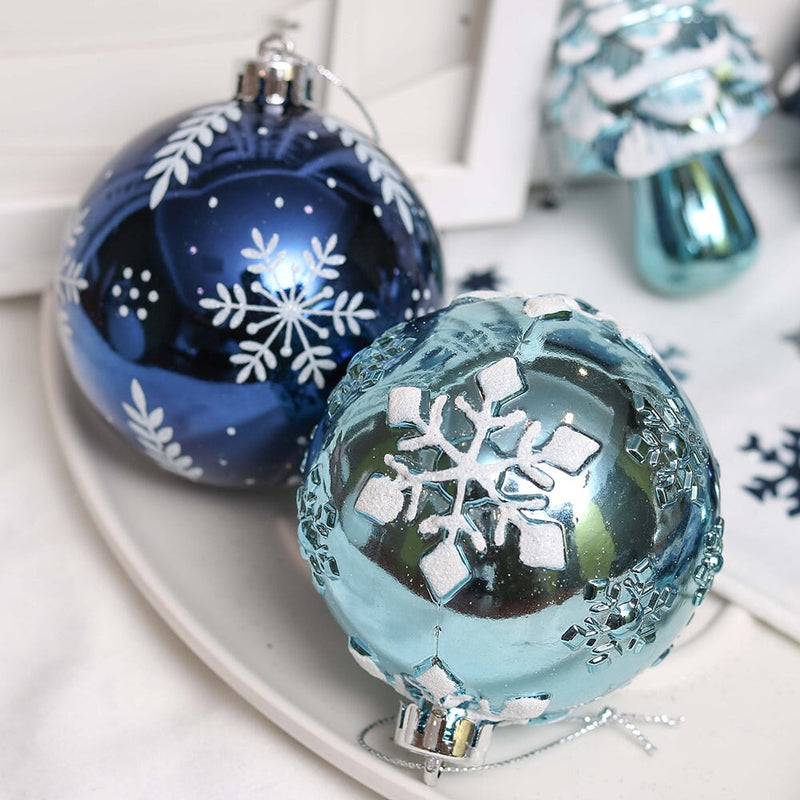 Blue and Silver Ornament Bundle Set, Owls and Glittery Winter Tree 80 Piece Set