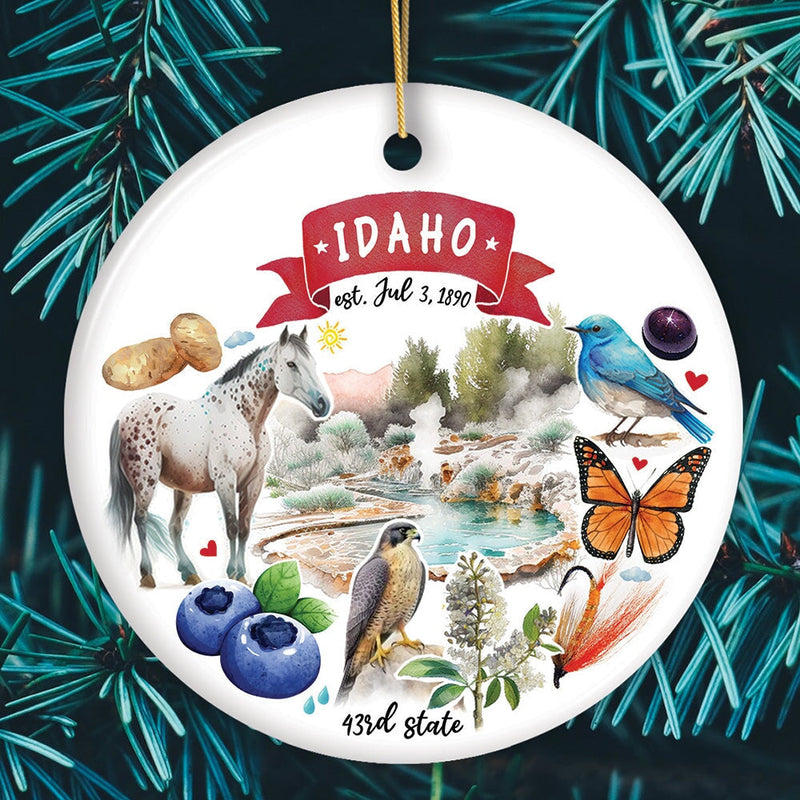 Artistic Idaho State Themes and Landmarks Christmas Ornament