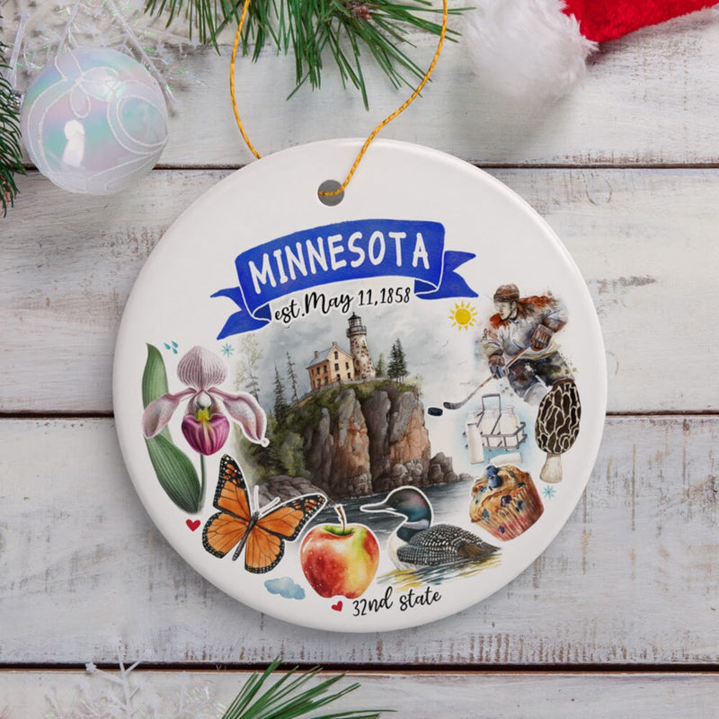 Artistic Minnesota State Themes and Landmarks Christmas Ornament