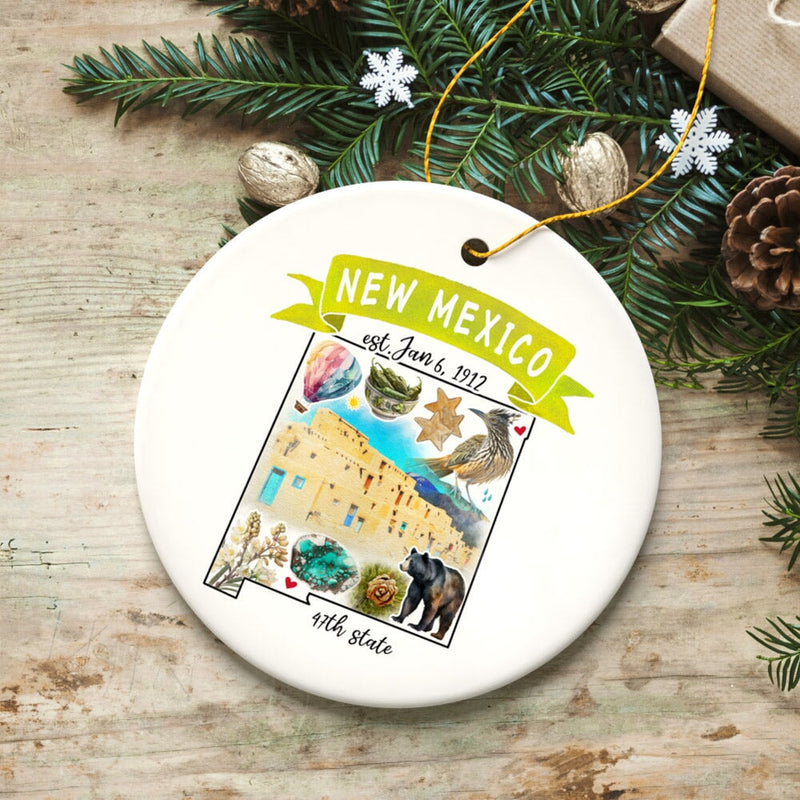 Artistic New Mexico State Themes and Landmarks Christmas Ornament