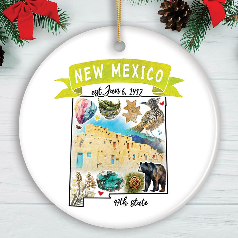 Artistic New Mexico State Themes and Landmarks Christmas Ornament