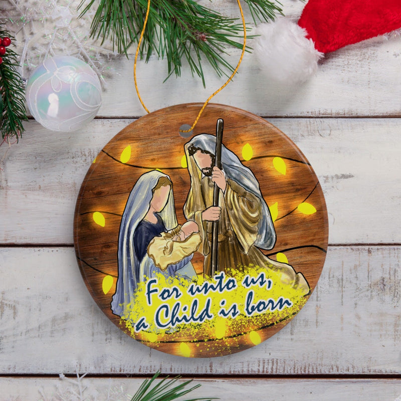 Festive Nativity Ornament with Jesus and Mary Birth of Christ Iconography