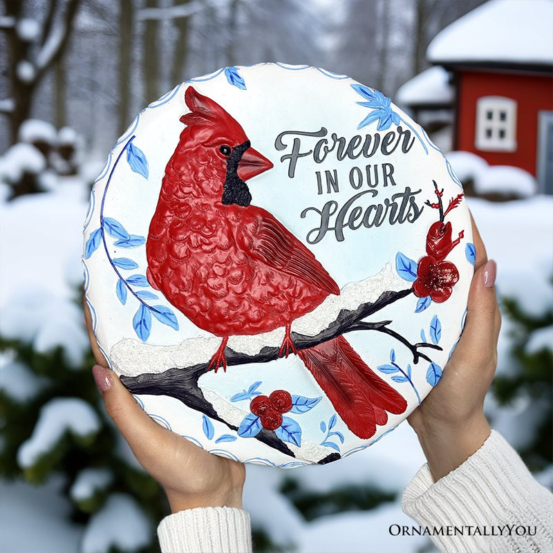 Forever in our Hearts Cardinal Stepping Stone, 9.5" Winter Garden Decorative Resin Figurine