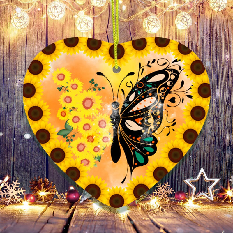 Sunflower Butterfly Artistic Ornament