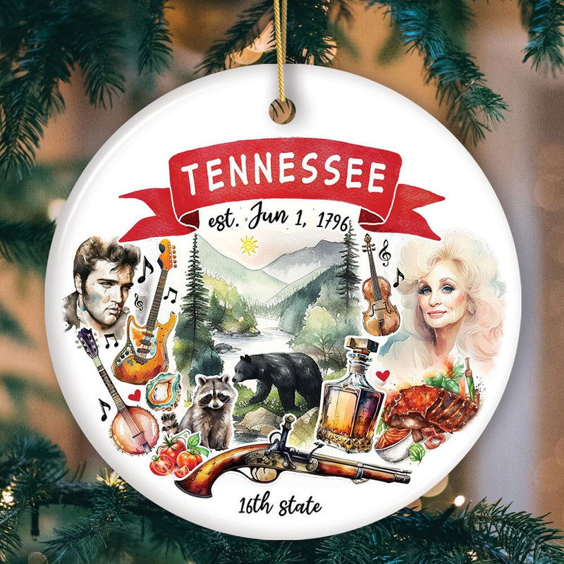 Artistic Tennessee State Themes and Landmarks Christmas Ornament