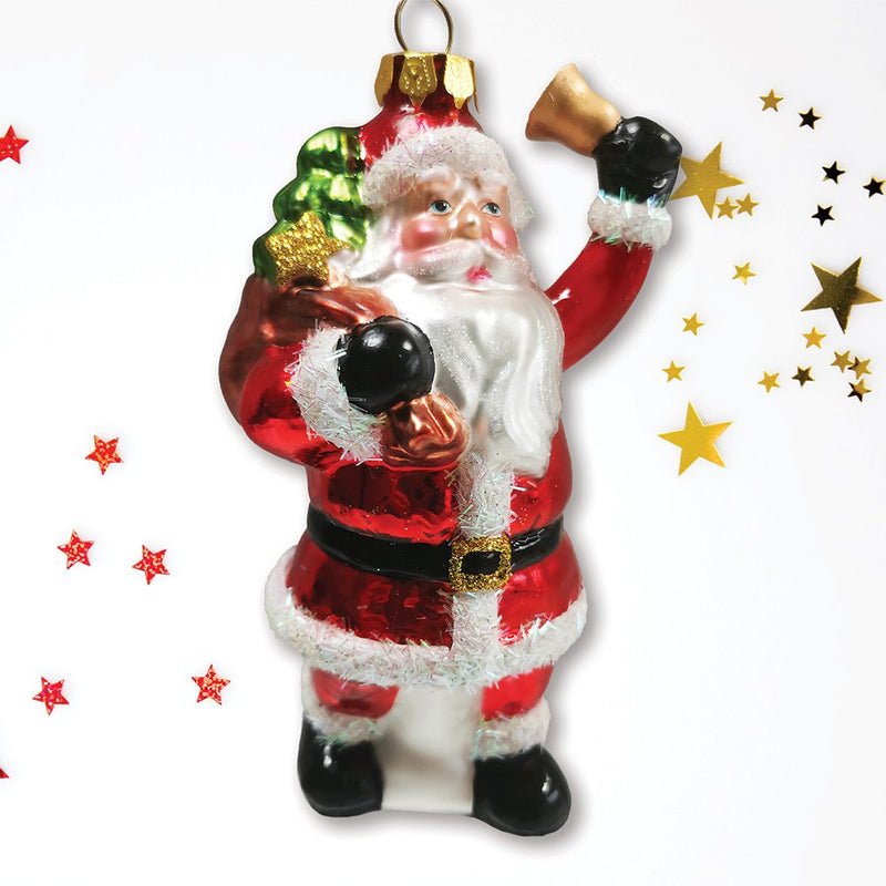 Festive Delivery Santa Claus Coming to Town Glass Christmas Ornament