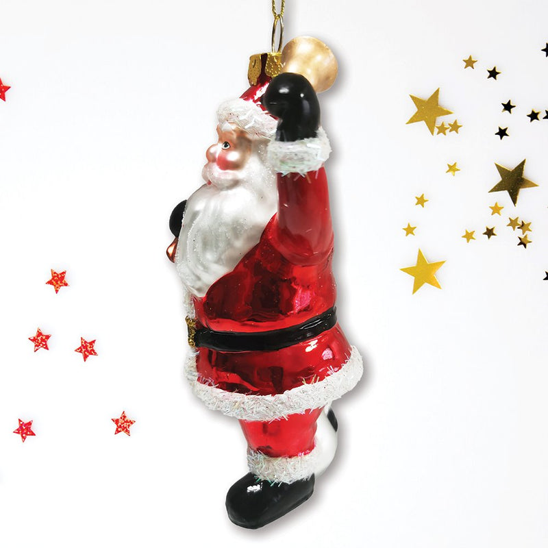 Festive Delivery Santa Claus Coming to Town Glass Christmas Ornament