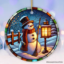Serene Lantern Light Snowman with Top Hat Ornament, Gift for Joyful Winter Tranquility Decor
