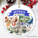 Artistic Georgia State Themes and Landmarks Christmas Ornament