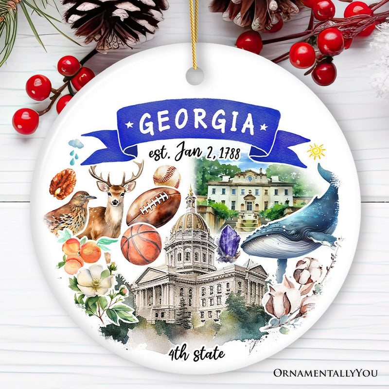 Artistic Georgia State Themes and Landmarks Christmas Ornament