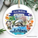 Artistic Illinois State Themes and Landmarks Christmas Ornament