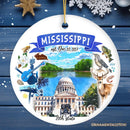 Artistic Mississippi State Themes and Landmarks Christmas Ornament