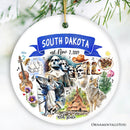 Artistic South Dakota State Themes and Landmarks Christmas Ornament