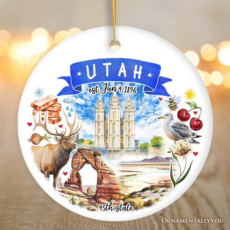 Artistic Utah State Themes and Landmarks Christmas Ornament