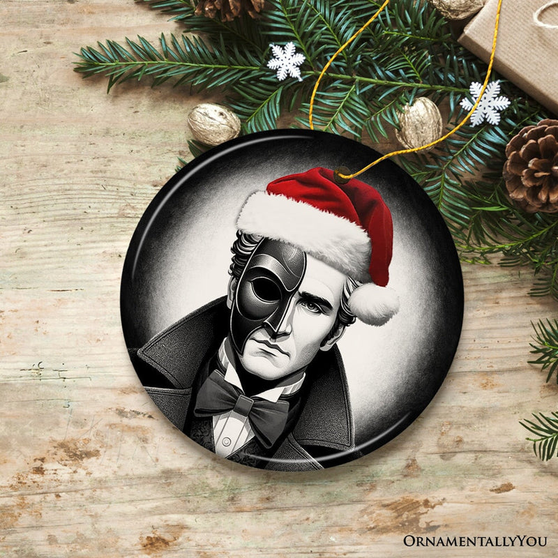 Enigmatic Phantom of the Opera with Santa Hat Ornament, Captivating Halloween Tree Keepsake Christmas Decor