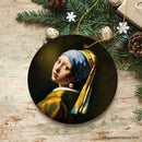 Johannes Vermeer Girl with a Pearl Earring Ceramic Ornament, Famous Painting Souvenir