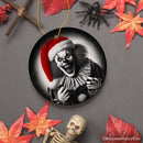 Sinister Santa Clown Ceramic Ornament, Eerie Christmas Decoration for Halloween Tree
