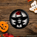 Spooky Witch with Santa Hat Ceramic Ornament, Halloween Themed Christmas Gift and Decor