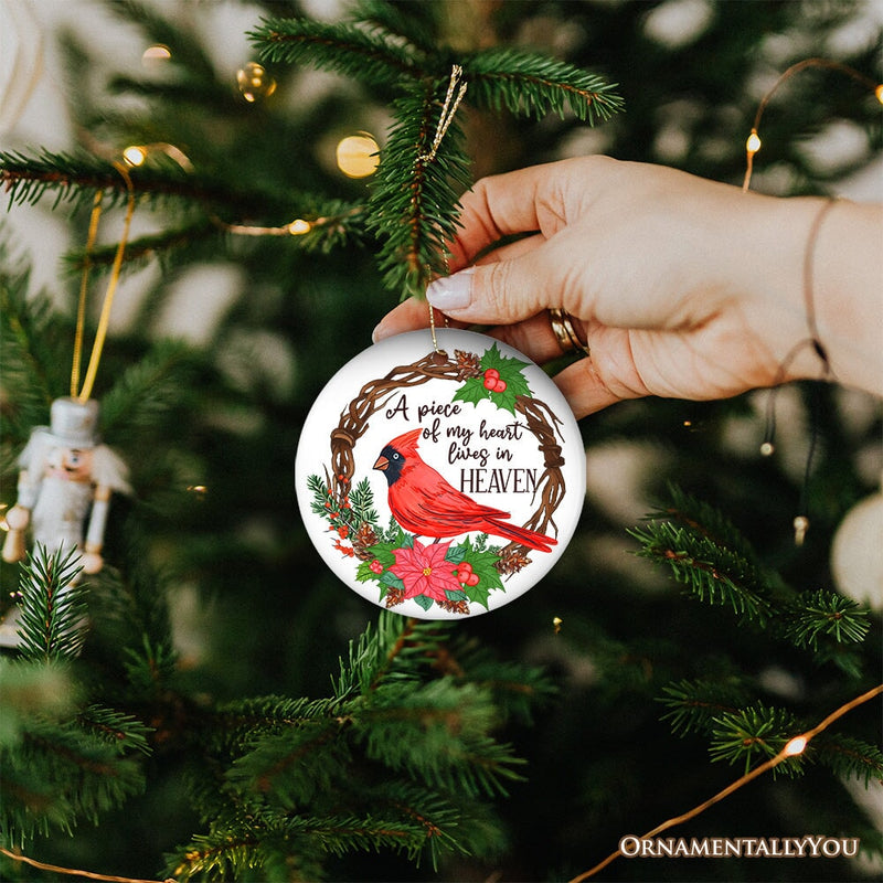 A Piece of My Heart Lives in Heaven Ornament, Cardinal Memorial Gift and Christmas Decoration