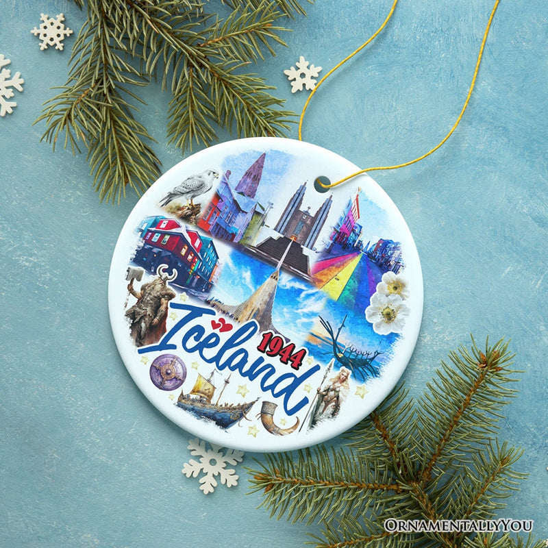 Artistically Majestic Iceland Landmarks Ornament, Cultural Norse and Viking Christmas Gift and Reykjavik Souvenir