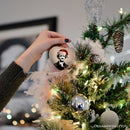 Melancholic Poet Edgar Allan Poe with Santa Hat Ornament, Eerie Christmas Gift for Literature Lovers