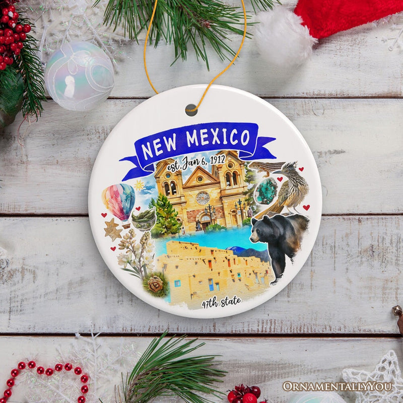 Artistic New Mexico State Themes and Landmarks Christmas Ornament