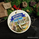 Artistic Wyoming State Themes and Landmarks Christmas Ornament