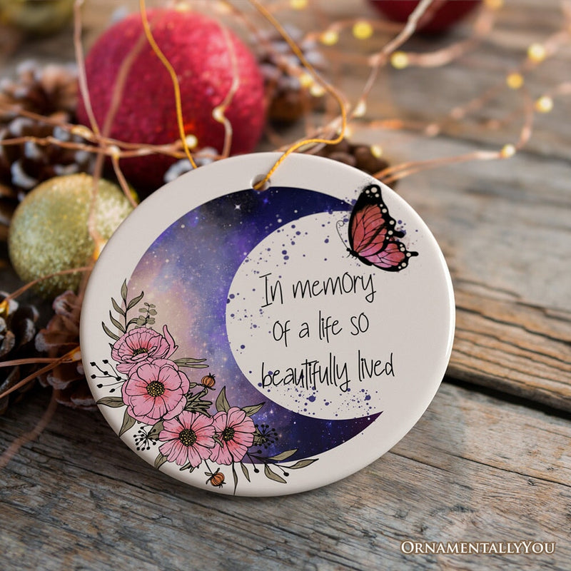 In a Memory of a Life so Beautifully Lived Quote Ornament, Christmas Memorial Gift