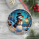 Serene Lantern Light Snowman with Top Hat Ornament, Gift for Joyful Winter Tranquility Decor