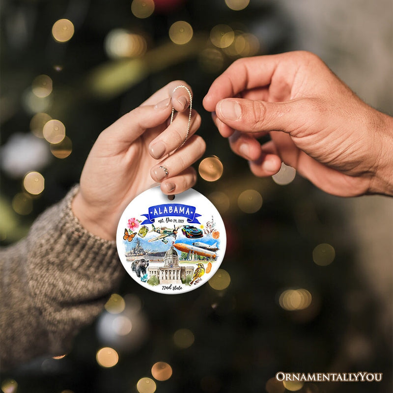 Artistic Alabama State Themes and Landmarks Christmas Ornament