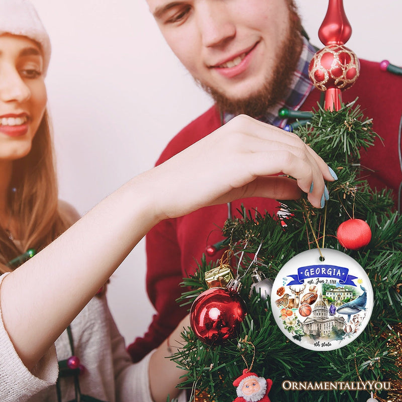 Artistic Georgia State Themes and Landmarks Christmas Ornament