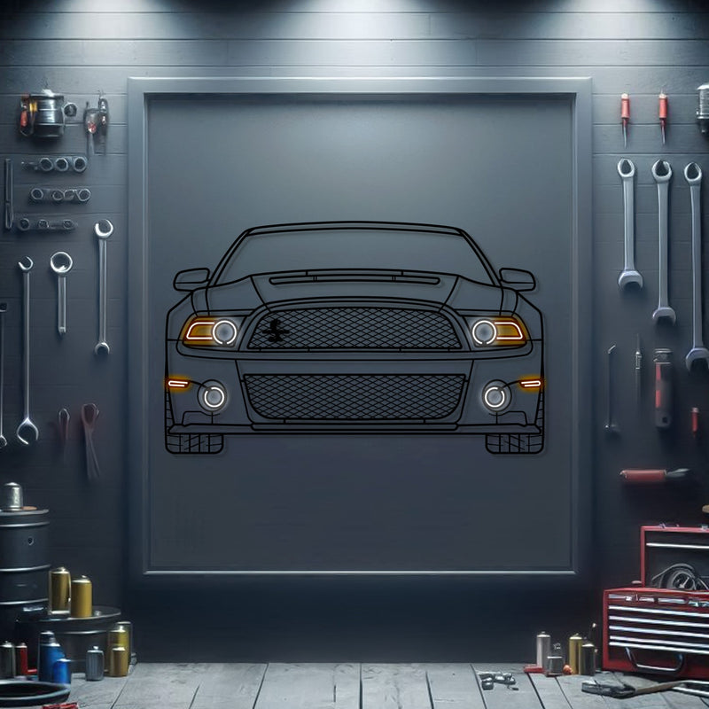 2012 Mustang Shelby GT500 Front View Metal Neon Car Wall Art - MTN0192