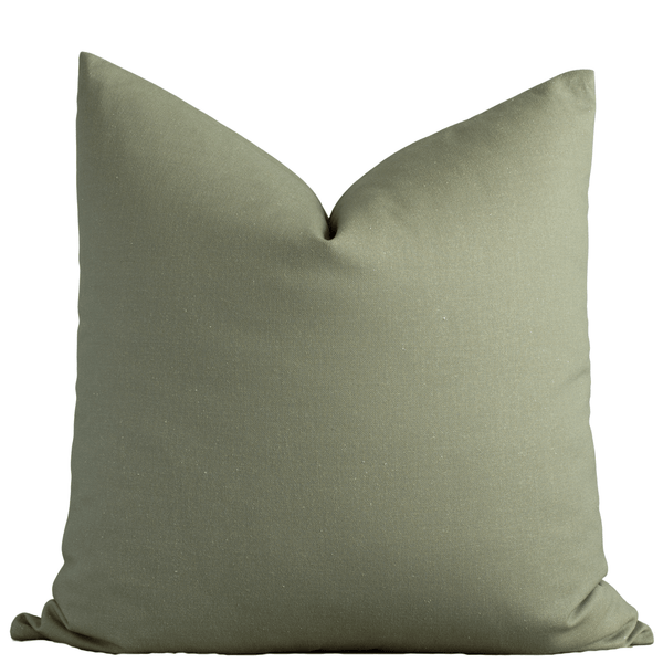 Leme Olive Green Cotton Pillow Cover