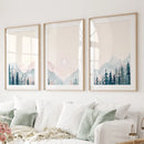Forest and Mountain Landscape Painting Posters by Wall Art Set