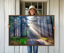 Forest Path Canvas Wall Art | 3 Panel Sun Rays in a Misty