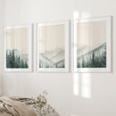 Set of 3 Mountain Forrest Decor Prints Wall Art by Wall Art Set