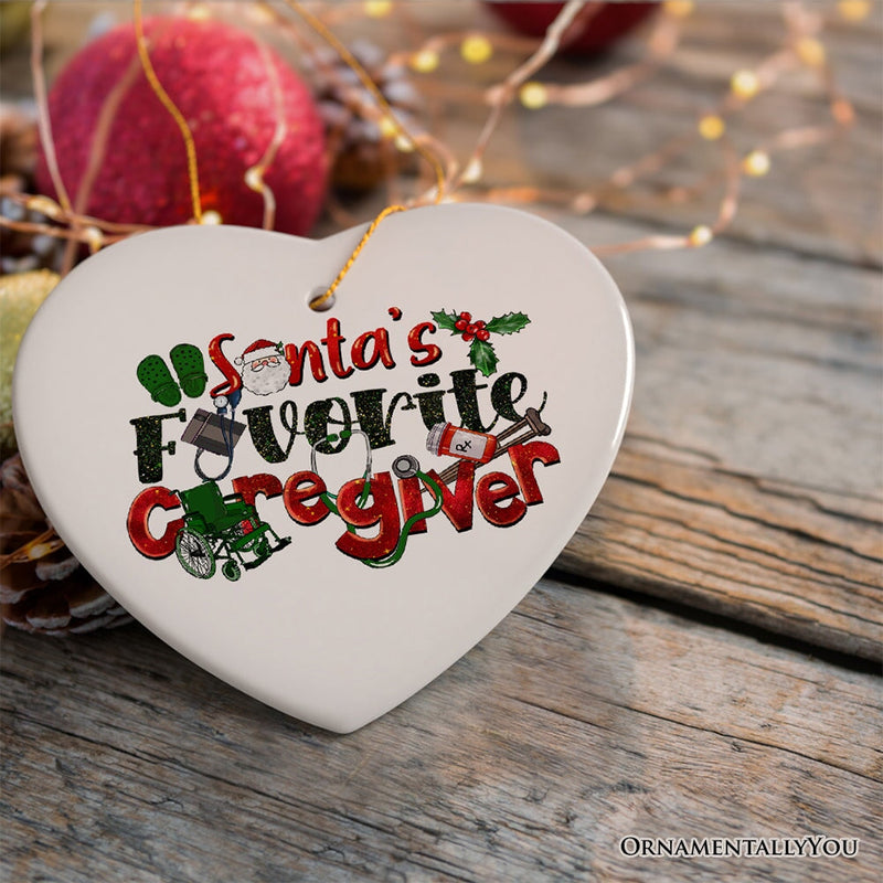 Santa’s Favorite Caregiver Christmas Ornament, Appreciation Gift Charm for Nanny